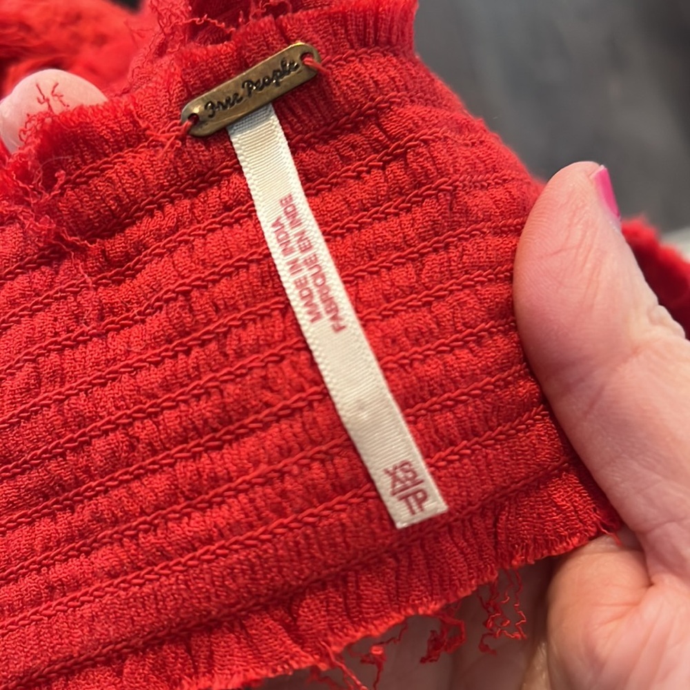 Free People Red Ruffled Crop Tank Top - Picture 6 of 6